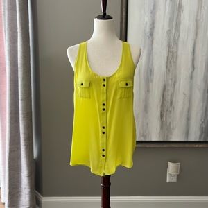 Yumi Kim neon yellow silk tank top M
